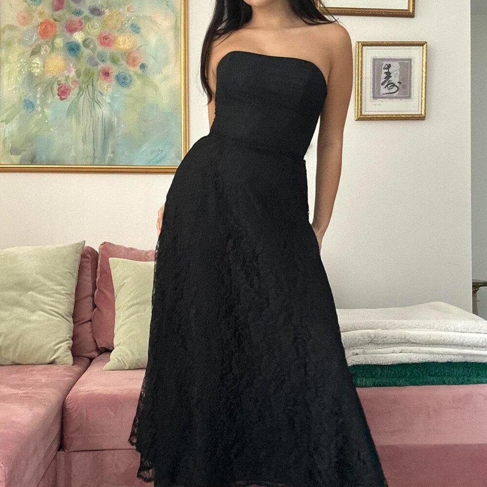 Vintage Lace Strapless Corset Gown